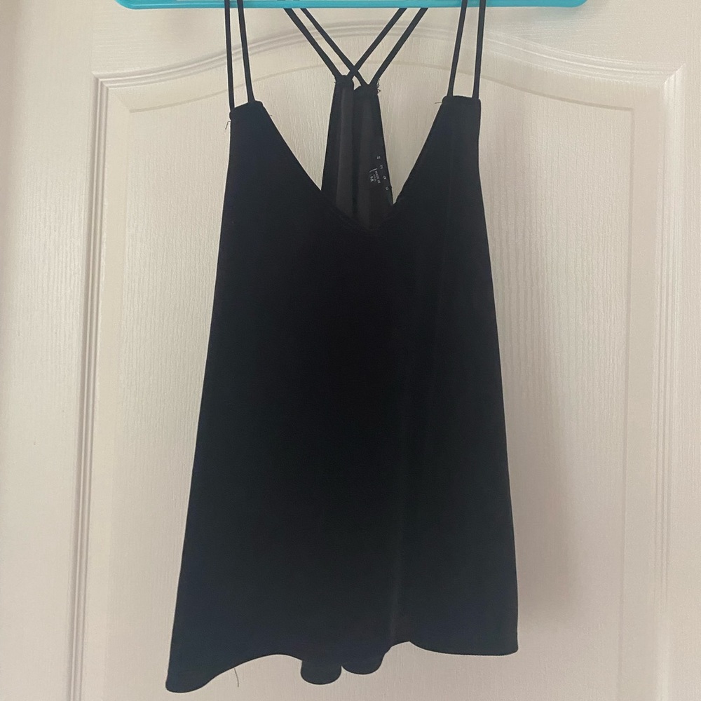 Snap Black Velvet Tank Top